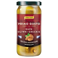 Primo Gusto Duże oliwki greckie ręcznie nadziewane migdałami 240 g