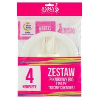 Anna Zaradna Picnic & Party Zestaw piknikowy bio z pulpy trzciny cukrowej 4 sztuki