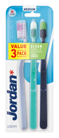 Jordan, Clean Smile Medium 3-pack, Szczoteczki do zębów średnie