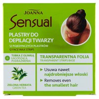 Joanna Sensual Plastry do depilacji twarzy 12 sztuk i Tubka z oliwką łagodzącą podrażnienia 10 ml