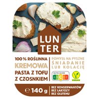 Lunter 100 % roślinna kremowa pasta z tofu z czosnkiem 140 g