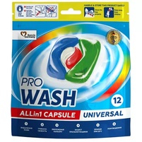 PRO WASH 4w1 Kapsułki do prania UNIWERSALNE, 12 szt