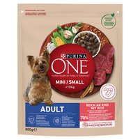 PURINA ONE Mini/Small Adult Karma dla psów bogata w wołowinę z ryżem 800 g