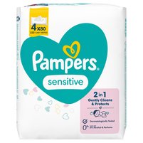 Pampers Sensitive Chusteczki nawilżane dla dzieci, 4 opakowania = 320 chusteczek