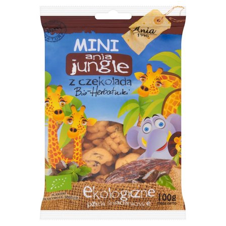 Ania Mini ania jungle z czekoladą Bio herbatniki Ekologiczne płatki śniadaniowe 100 g (1)