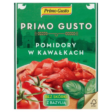 Primo Gusto Pomidory w kawałkach bez skórki z bazylią 390 g (1)