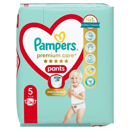 Pampers Premium Care Pieluchomajtki, rozmiar 5, 34 sztuk, 12kg - 17kg (1)