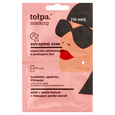 tołpa masking zatrzymaj czas Maseczka odmładzająca z peelingiem 2w1 2 x 5 ml (1)