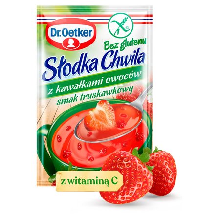 Dr. Oetker Słodka Chwila Kisiel z kawałkami owoców bez glutenu smak truskawkowy 31,5 g (2)