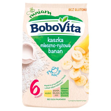 BoboVita Kaszka mleczno-ryżowa banan po 4 miesiącu 230 g (1)