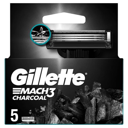 Gillette Mach3 Charcoal Ostrza wymienne do maszynki dla mężczyzn, , 5 ostrzy wymiennych (1)