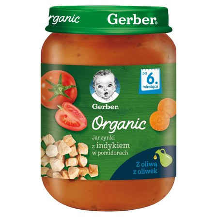 Gerber Organic Jarzynki z indykiem w pomidorach dla niemowląt po 6. miesiącu 190 g (1)