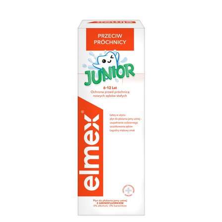 elmex Junior Płyn do płukania jamy ustnej dla dzieci 6-12 lat bez alkoholu 400 ml (1)