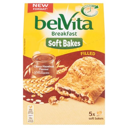 belVita Breakfast Ciastka zbożowe z nadzieniem o smaku czekoladowo-orzechowym 250 g (1)