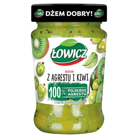 Łowicz Dżem z agrestu i kiwi o obniżonej zawartości cukrów 280 g (1)