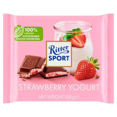 Ritter Sport Czekolada mleczna nadziewana kremem z jogurtu z truskawkami 100 g (1)