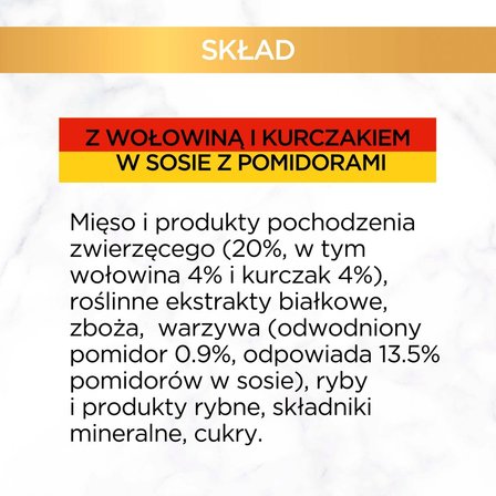 Gourmet Gold Karma dla kotów casserole z wołowiną i kurczakiem w sosie z pomidorami 85 g (6)