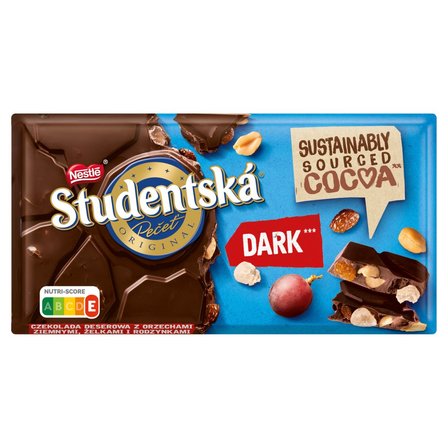 Nestlé Studentská Czekolada deserowa z orzechami ziemnymi żelkami i rodzynkami 170 g (1)