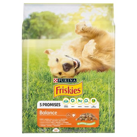 Friskies 5 Promises Balance Karma dla dorosłych psów z mieszanką kurczaka wołowiny i warzywami 3 kg (1)