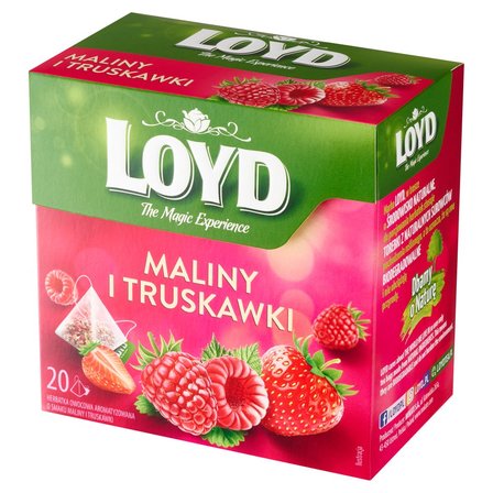 Loyd Herbatka owocowa aromatyzowana o smaku maliny i truskawki 40 g (20 x 2 g) (2)