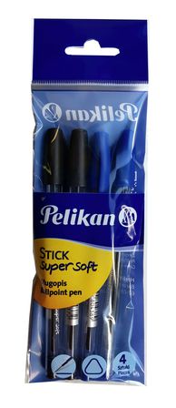 Pelikan Super Soft Stick Długopis tradycyjny wkład niebieski i czarny 4 sztuki w opakowaniu (1)