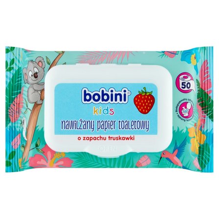 Bobini Kids Nawilżany papier toaletowy o zapachu truskawki 50 sztuk (1)