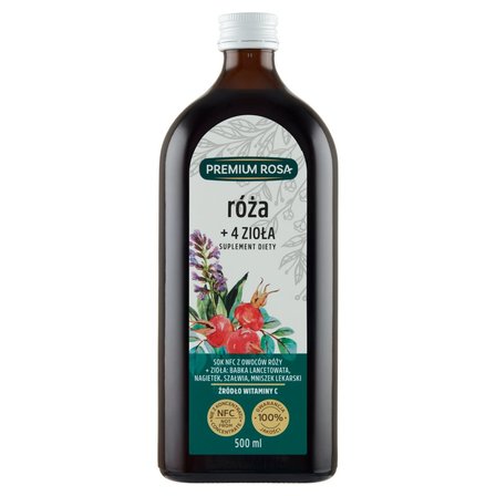 Premium Rosa Suplement diety sok NFC róża + 4 zioła 500 ml (1)