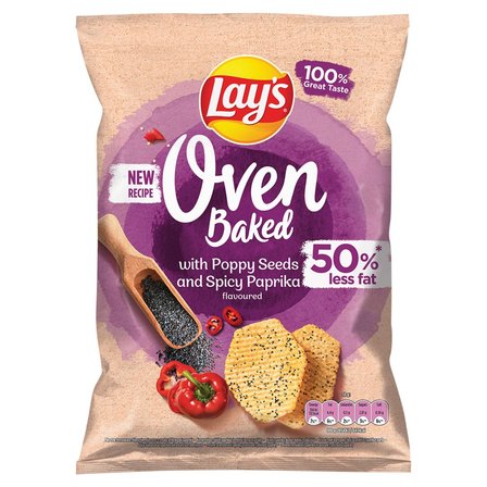 Lay's Oven Baked Pieczone formowane chipsy ziemniaczane z makiem o smaku ostrej papryki 110 g (1)