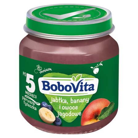 BoboVita Jabłka banany i owoce jagodowe po 5 miesiącu 125 g (1)