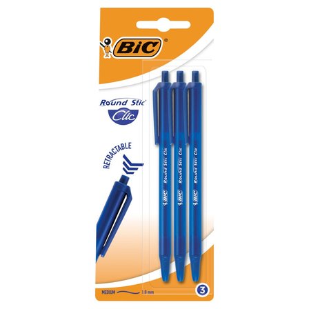 BiC Round Stic Clic Długopis niebieski 3 sztuki (1)