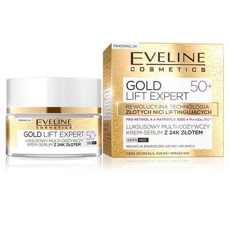 Eveline GOLD LIFT EXPERT Luksusowy multi-odżywczy krem-serum z 24k złotem 50+ (2)