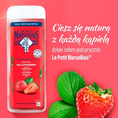 Le Petit Marseillais Żel pod prysznic truskawka bio 400 ml (2)