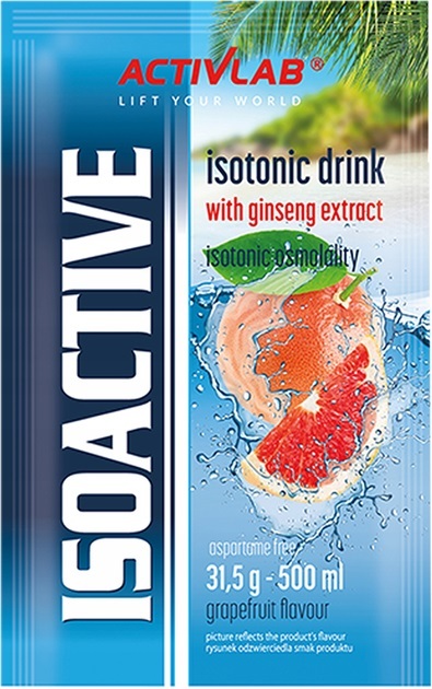 Activlab Isoactive Napój izotoniczny instant z dodatkiem żeń-szenia o smaku grejpfrutowym 31,5 g (1)