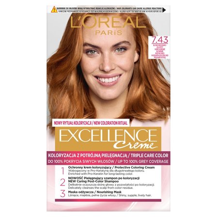 L'Oréal Paris Excellence Creme Farba do włosów 7.43 blond miedziano-złocisty (1)