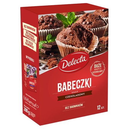 Delecta Babeczki smak czekoladowy mieszanka do domowego wypieku ciasta 280 g (1)