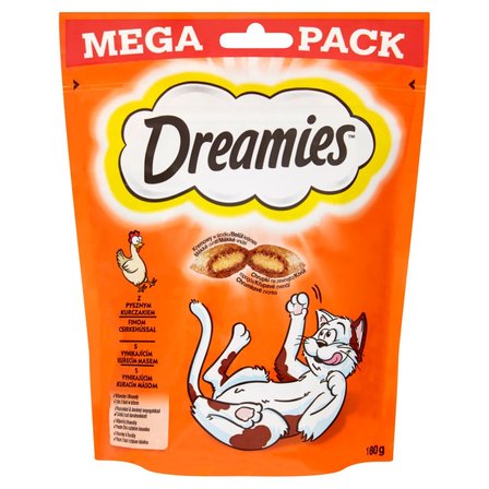 Dreamies Karma uzupełniająca dla kotów dorosłych i kociąt z pysznym kurczakiem 180 g (1)