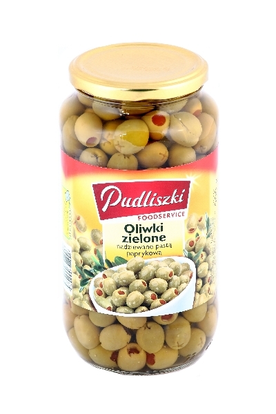 PUDLISZKI OLIWKI ZIELONE Z PESTKAMI I PAPRYKĄ 900G (1)