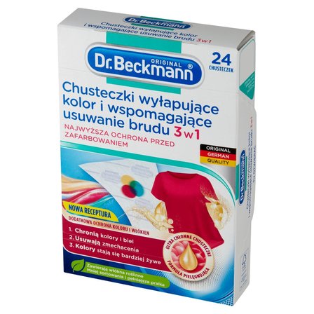 Dr. Beckmann Chusteczki wyłapujące kolor i wspomagające usuwanie brudu 3 w 1 24 sztuki (2)