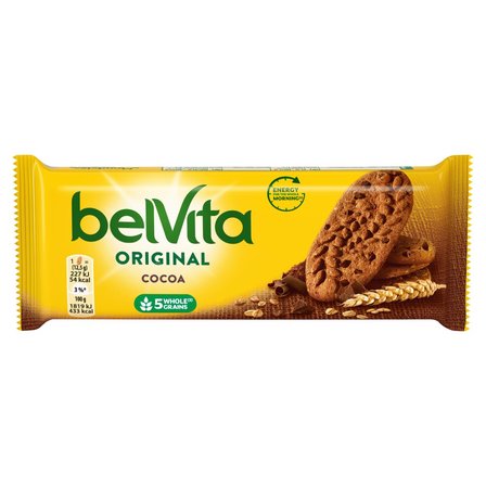 belVita Ciastka zbożowe o smaku kakaowym z kawałkami czekolady 50 g (4 sztuki) (1)