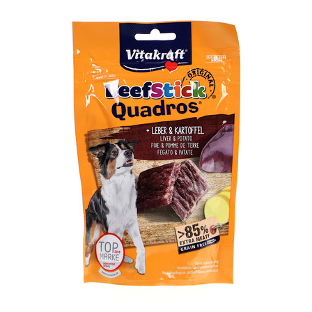 VITAKRAFT BEEF STICK QUADROS Z WĄTRÓBKĄ I ZIEMNIAKAMI PRZYSNAK DLA PSA 70G (1)