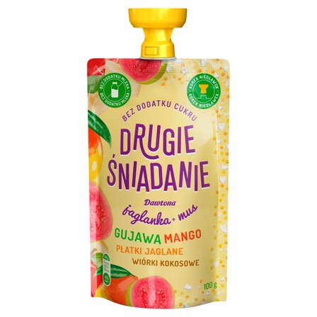 Drugie śniadanie Jaglanka+ mus gujawa mango płatki jaglane wiórki kokosowe 100 g (1)