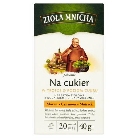 Big-Active Zioła Mnicha Na cukier Herbatka ziołowa z dodatkiem herbaty zielonej 40 g (20 torebek) (1)