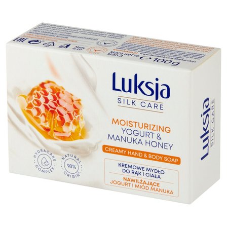 Luksja Silk Care Kremowe mydło do rąk i ciała nawilżające jogurt i miód manuka 100 g (2)