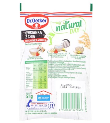 Dr. Oetker My Natural Day Owsianka z chia truskawka-wanilia 51 g (2)