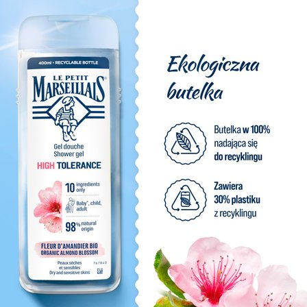 Le Petit Marseillais Delikatny żel pod prysznic z kwiatem migdału bio 400 ml (4)