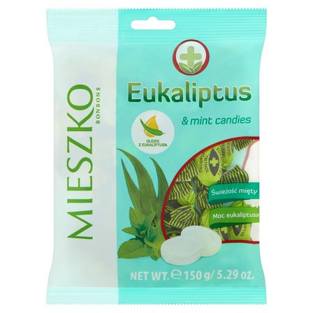 Mieszko Eukaliptus Karmelki twarde z olejkiem eukaliptusowym i miętowym 150 g (1)