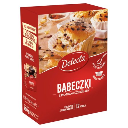 Delecta Babeczki z płatkami czekolady mieszanka do domowego wypieku ciasta 280 g (1)