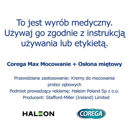 Corega Power Max Wyrób medyczny krem mocujący do protez zębowych miętowy 40 g (6)