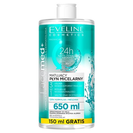 Eveline Cosmetics Facemed+ Matujący płyn micelarny 3w1 650 ml (1)