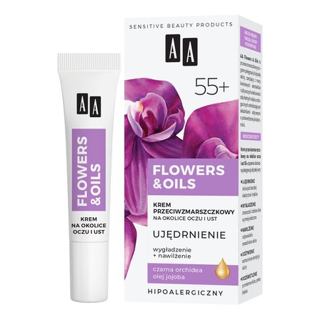 AA Flowers&Oils 55+ Ujędrnienie Krem przeciwzmarszczkowy na okolice oczu i ust 15 ml (3)